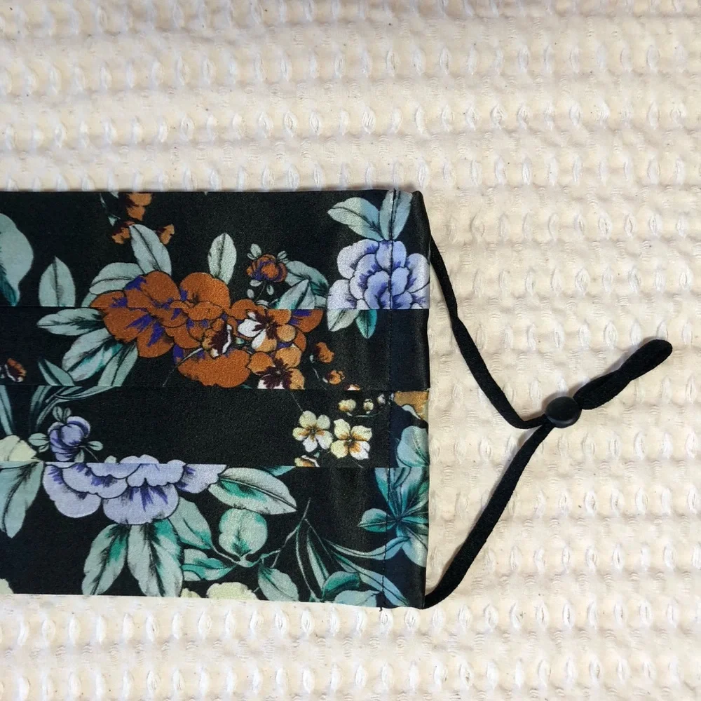 JOHNNY WAS NWT Floral Black Pleated Face Mask - Multicolor Floral Print